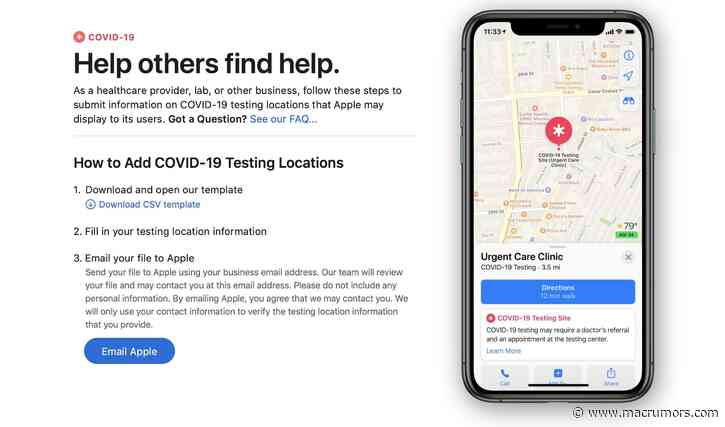 Apple Maps to Directly Display COVID-19 Testing Locations