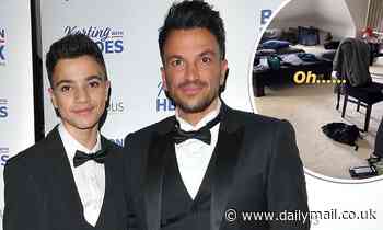 Peter Andre praises son Junior, 14, for cleaning his bathroom only to shame him over his messy room