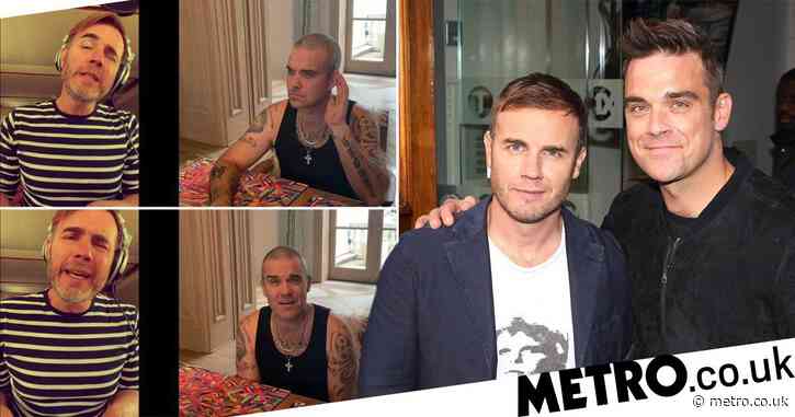 Gary Barlow and Robbie Williams have their own mini Take That reunion to perform virtual duet in lockdown