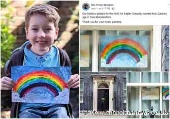 Schoolboy's rainbow picture chosen for Downing Street window