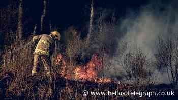 Pictured: Firefighters battle major gorse blazes in Fermanagh and Tyrone