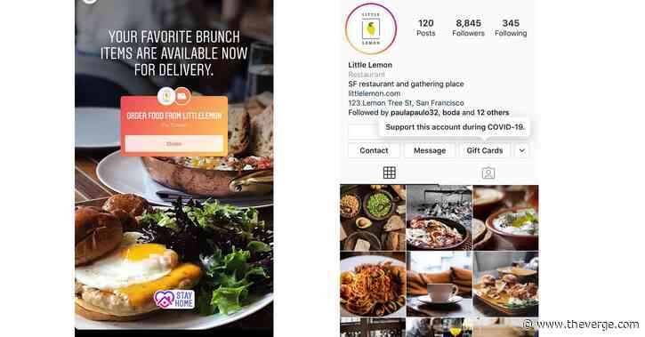 Instagram adds stickers for restaurants to sell gift cards and food delivery