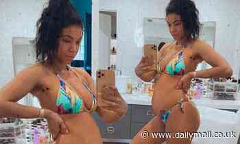Eniko Hart shows off her baby bump while giving fans a  look at the impressive backyard of her home