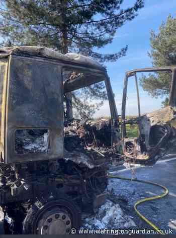 Lorry cab burned out after firefighters tackle M6 blaze