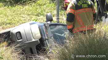 Woman pried from car after crashing into ditch in north Houston