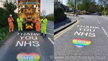 Council paints its thanks to NHS workers on roads outside hospitals