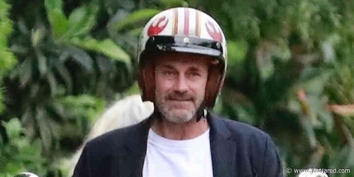 Jon Hamm Wears a Star Wars Rebel Helmet While Riding Scooter Amid Pandemic