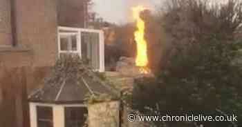 See the 20ft flames from garden fire captured by neighbour as warning issued