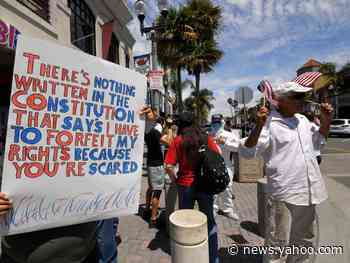 Over 200 people gathered in California to protest the state's stay-at-home order
