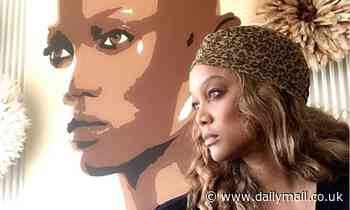 Tyra Banks showcases huge portrait of herself at home while self-isolating