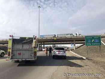 Semi truck hits overpass in Saskatoon