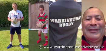 England Head Coach Eddie Jones passes on coaching tips to Warrington Under 7s - Gary Skentelbery
