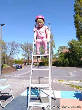 Esther, 5, climbs height of Pen-y-ghent on step ladder for charity