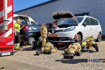 Kat vast in motorcompartiment van auto in Ede