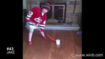 Dozens of hockey players in Jamestown taking part in toilet paper challenge