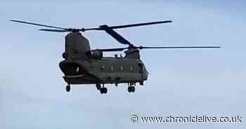 Watch RAF helicopter land to visit Sunderland's Nightingale Hospital