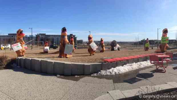 Calgary community group gathers for a prehistoric pandemic party