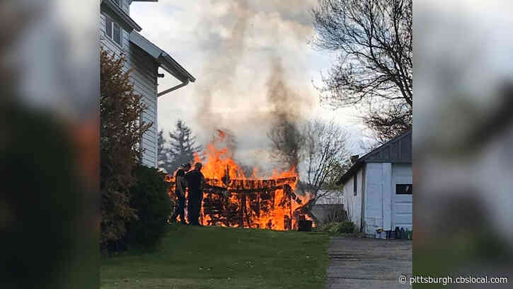 Fire Crews Battle Shed Fire In Unity Township