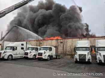 Ottawa fire crews battle hours-long three-alarm blaze at warehouse - OttawaMatters.com