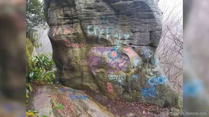 Officials Looking For Vandal Who Spray Painted Rocks At Forbes State Forest