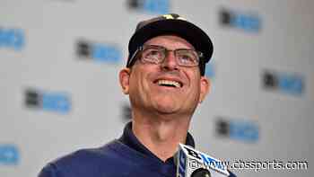 WATCH: Michigan coach Jim Harbaugh delivers morning announcements for old elementary school