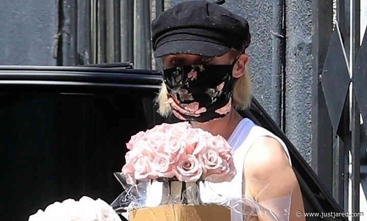 Diane Kruger's Flowers Match the Design on Her Face Mask!