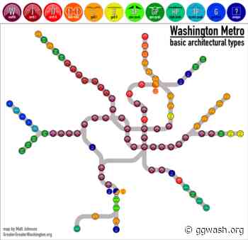 This map shows Metro's eleven types of station architecture - Greater Greater Washington