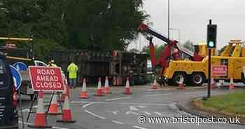 Busy Bristol roundabout closed after lorry overturns