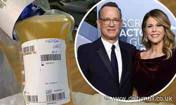 Tom Hanks shares photos of huge bag of his donated plasma