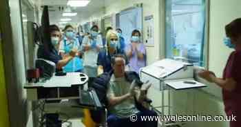 The moment dad-of-four leaves hospital after his heart stopped twice