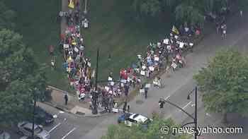 Medical workers, ReOpen NC protesters standoff in Raleigh