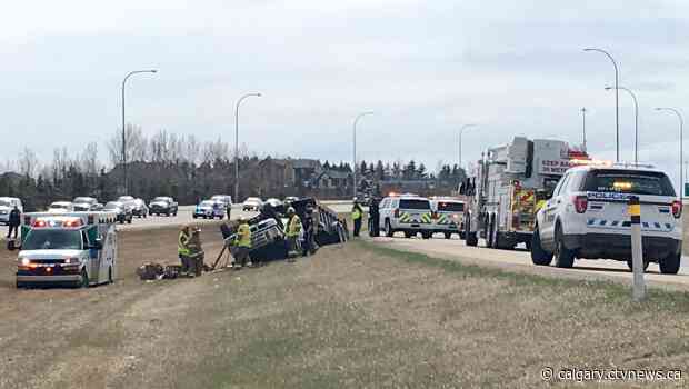 1 injured in rollover crash on Trans-Canada Highway east of Calgary