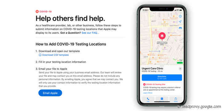 Apple Maps displays COVID-19 testing locations [now live]