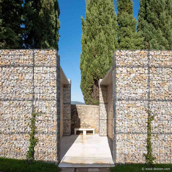 Microscape uses stone-filled cages to update Italian cemetery