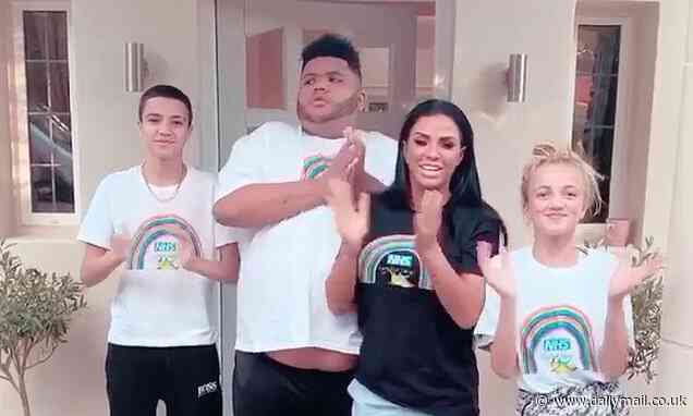 Katie Price REUNITES with children Princess and Junior for Clap For Carers