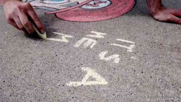 Sidewalk art raises thousands for the Calgary Food Bank