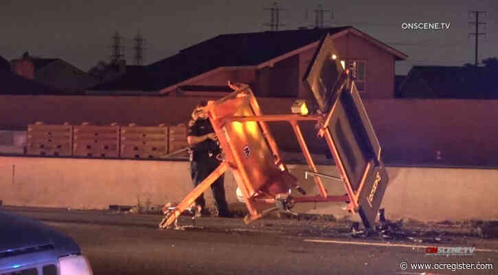 1 dead, 2 injured after car hits truck on 405 Freeway in Huntington Beach