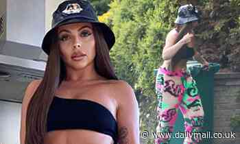 Jesy Nelson makes chores fashionable as she brings in the bins in colourful nineties-inspired look
