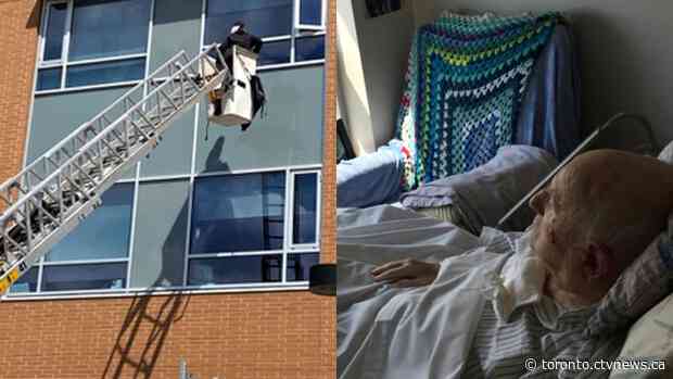 Daughter of 95-year-old Holocaust survivor reaches new heights to say hello at Toronto nursing home