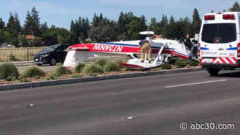 Plane crashes into traffic westbound of Herndon, no injuries reported