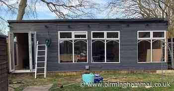 Trucker creates luxury garden room with bar from scrap