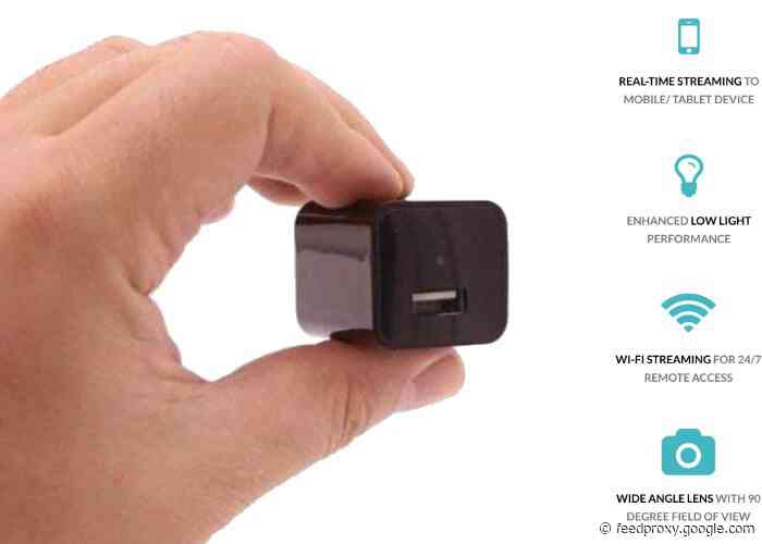 Secret home security camera disguised as a smartphone charger