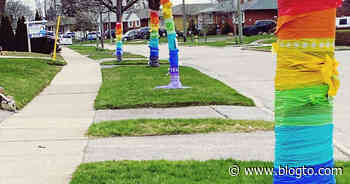 A Toronto neighbourhood is wrapping its trees in rainbows to support frontline workers - blogTO