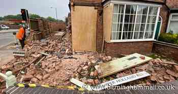 The damage caused to the house in Sutton Coldfield after a car smashed into it