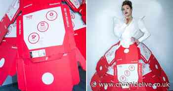 Fashion student makes skirt for final project - out of Domino's pizza boxes