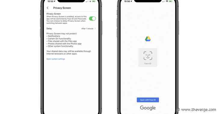 Google Drive adds Face ID and Touch ID protection on iPhone and iPad