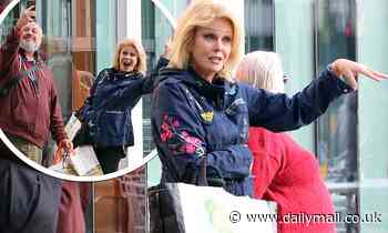Joanna Lumley delights her fellow pensioners as she queues outside Sainsbury's