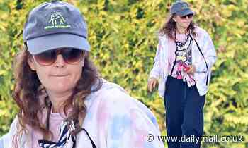 Drew Barrymore rocks a casual Minnie Mouse and tie-dye combo to fill up gas in East Hampton