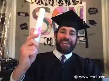 John Krasinski holds perfect virtual graduation featuring Oprah Winfrey     - CNET