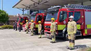 Firefighters across Wales pause in silence to remember fallen colleagues - ITV News